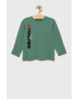 United Colors of Benetton longsleeve din bumbac pentru copii culoarea verde cu imprimeu - Pled.ro