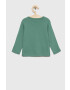 United Colors of Benetton longsleeve din bumbac pentru copii culoarea verde neted - Pled.ro