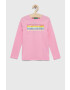 United Colors of Benetton longsleeve din bumbac pentru copii culoarea roz - Pled.ro