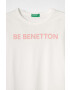 United Colors of Benetton longsleeve din bumbac pentru copii culoarea alb cu imprimeu - Pled.ro