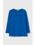 United Colors of Benetton longsleeve din bumbac pentru copii culoarea albastru marin neted - Pled.ro