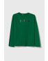 United Colors of Benetton longsleeve din bumbac pentru copii culoarea albastru marin melanj - Pled.ro