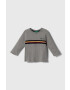 United Colors of Benetton longsleeve din bumbac pentru copii culoarea gri cu imprimeu - Pled.ro