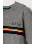 United Colors of Benetton longsleeve din bumbac pentru copii culoarea gri cu imprimeu - Pled.ro