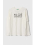 United Colors of Benetton longsleeve din bumbac pentru copii culoarea alb cu imprimeu - Pled.ro