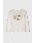 United Colors of Benetton longsleeve din bumbac pentru copii culoarea bej - Pled.ro