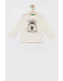 United Colors of Benetton longsleeve din bumbac pentru copii culoarea gri cu imprimeu - Pled.ro