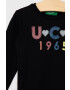 United Colors of Benetton longsleeve din bumbac pentru copii culoarea negru - Pled.ro