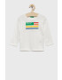 United Colors of Benetton longsleeve din bumbac pentru copii culoarea alb cu imprimeu - Pled.ro