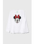 United Colors of Benetton longsleeve din bumbac pentru copii x Disney culoarea alb cu imprimeu - Pled.ro