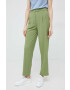 United Colors of Benetton pantaloni femei culoarea verde lat high waist - Pled.ro