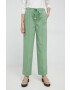 United Colors of Benetton pantaloni femei culoarea verde drept high waist - Pled.ro