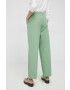 United Colors of Benetton pantaloni femei culoarea verde drept high waist - Pled.ro