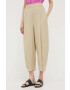 United Colors of Benetton pantaloni femei culoarea bej fason tigareta high waist - Pled.ro