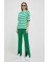 United Colors of Benetton pantaloni femei culoarea verde drept high waist - Pled.ro