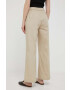 United Colors of Benetton pantaloni de bumbac culoarea bej drept high waist - Pled.ro