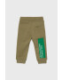 United Colors of Benetton pantaloni de bumbac pentru copii culoarea maro neted - Pled.ro