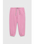 United Colors of Benetton pantaloni de trening din bumbac pentru copii culoarea roz neted - Pled.ro