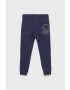 United Colors of Benetton pantaloni de trening din bumbac pentru copii culoarea albastru marin neted - Pled.ro