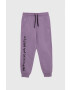 United Colors of Benetton pantaloni de trening pentru copii culoarea violet cu imprimeu - Pled.ro