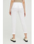 United Colors of Benetton pantaloni din in femei culoarea alb drept high waist - Pled.ro