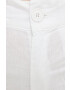 United Colors of Benetton pantaloni din in femei culoarea alb drept high waist - Pled.ro