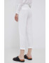 United Colors of Benetton pantaloni din in culoarea alb drept high waist - Pled.ro