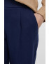 United Colors of Benetton pantaloni din in culoarea albastru marin drept high waist - Pled.ro