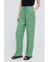 United Colors of Benetton pantaloni din in culoarea verde lat high waist - Pled.ro