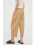 United Colors of Benetton pantaloni din in culoarea verde drept high waist - Pled.ro