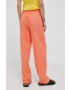 United Colors of Benetton pantaloni din in culoarea portocaliu lat high waist - Pled.ro