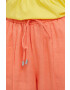 United Colors of Benetton pantaloni din in culoarea portocaliu lat high waist - Pled.ro