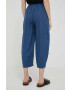 United Colors of Benetton pantaloni din in culoarea albastru marin lat high waist - Pled.ro