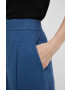 United Colors of Benetton pantaloni din in culoarea albastru marin lat high waist - Pled.ro