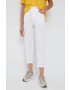 United Colors of Benetton pantaloni din in femei culoarea alb drept high waist - Pled.ro