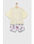 United Colors of Benetton pijamale de bumbac pentru copii x Looney Tunes culoarea galben cu imprimeu - Pled.ro