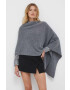 United Colors of Benetton poncho de lana culoarea gri - Pled.ro