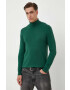 United Colors of Benetton pulover barbati culoarea verde light cu guler - Pled.ro