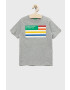 United Colors of Benetton tricou de bumbac pentru copii culoarea gri cu imprimeu - Pled.ro