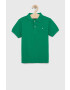 United Colors of Benetton tricouri polo din bumbac pentru copii culoarea verde neted - Pled.ro