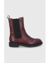 Vagabond Shoemakers Ghete Chelsea de piele femei culoarea bordo cu toc plat - Pled.ro