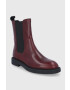 Vagabond Shoemakers Ghete Chelsea de piele femei culoarea bordo cu toc plat - Pled.ro