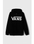 Vans bluza copii CLASSIC FZ culoarea negru cu glugă cu imprimeu - Pled.ro