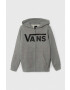 Vans bluza copii CLASSIC FZ culoarea gri cu glugă cu imprimeu - Pled.ro