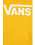 Vans hanorac de bumbac pentru copii BY CLASSIC PO I OLD GOLD/WHITE culoarea galben cu glugă cu imprimeu - Pled.ro