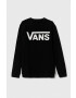 Vans hanorac de bumbac pentru copii CLASSIC CREW culoarea negru cu imprimeu - Pled.ro