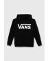 Vans hanorac de bumbac pentru copii CLASSIC PO culoarea negru cu glugă cu imprimeu - Pled.ro