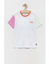 Vans tricou de bumbac pentru copii COLORBLOCK CREW WHITE MULTI culoarea alb modelator - Pled.ro