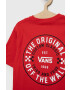 Vans tricou de bumbac pentru copii CUSTOM CLASSIC SS True Red culoarea rosu cu imprimeu - Pled.ro