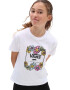 Vans tricou de bumbac pentru copii ELEVATED FLORAL CREW White - Pled.ro